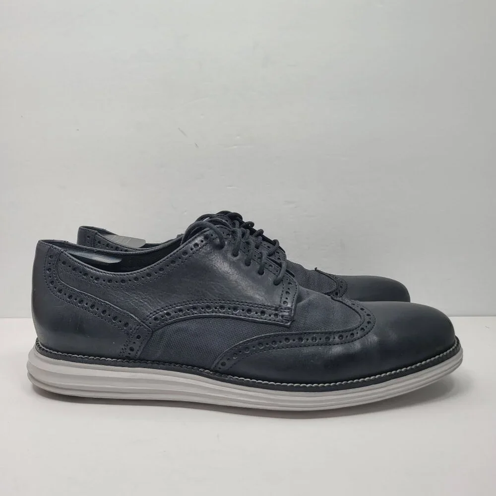 Cole Haan Original Grand Men's Black Wingtip Oxfords Shoes C23404 US Size 10M - Picture 3 of 10